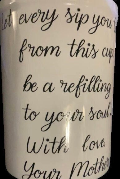 ADD-ON for the back of Mug i.e. small note, quote, or scripture