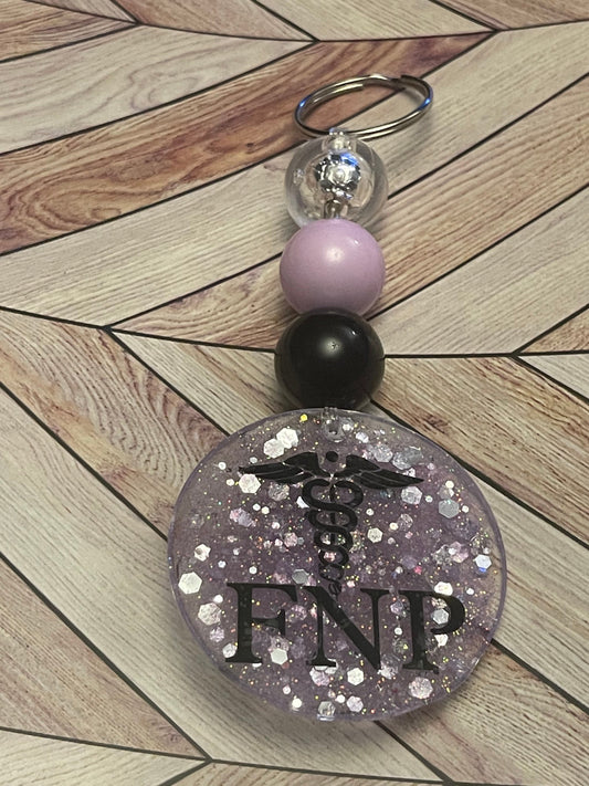 Beaded Family Nurse Practitioner Keychain
