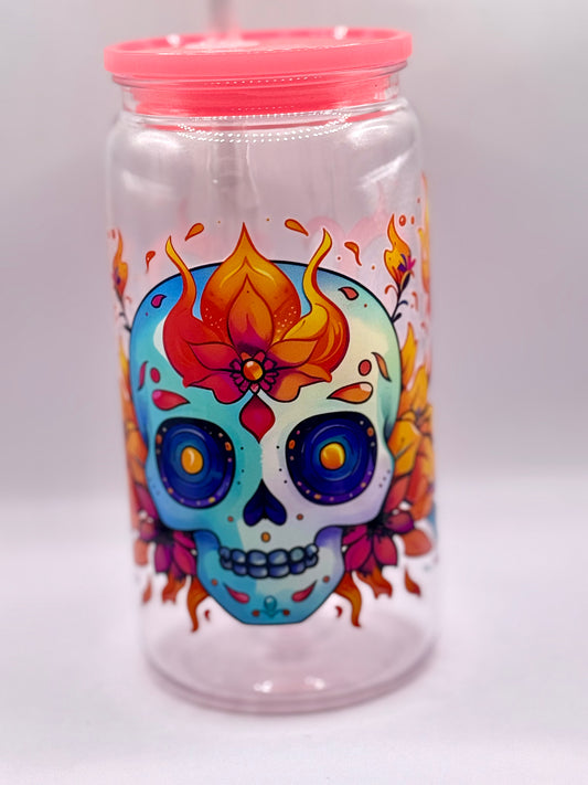 Flower Skull Acrylic Can Cup!