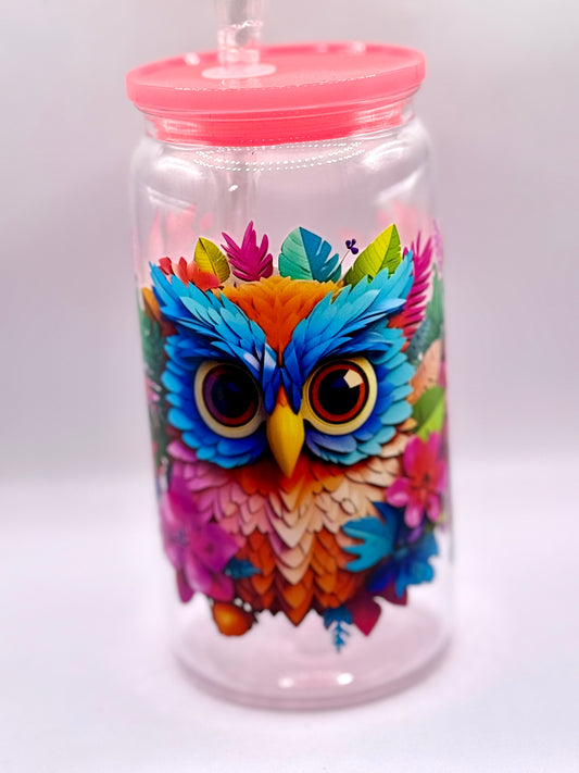 Colorful Owl Acrylic Can Cup